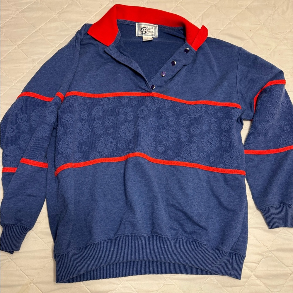 Vintage Blast Blue and Red Knit Top